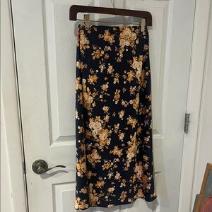 Mi Amore Navy Maxi Skirt with Yellow Floral Print